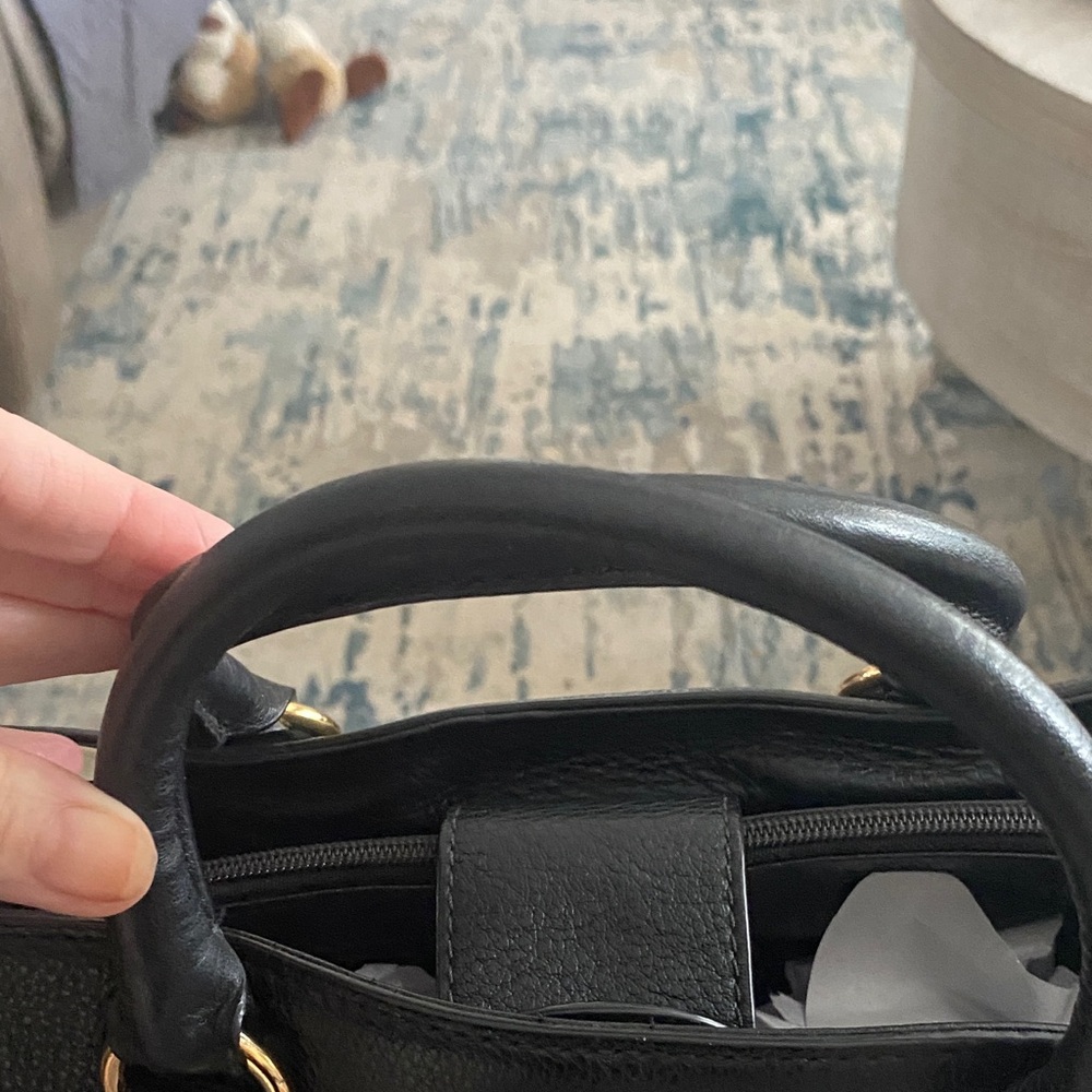 Michael Kors Black Leather Satchel with Gold Hardware - Picture 3 of 12